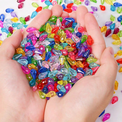 200pcs 13x8mm Faceted Waterdrop Acrylic Beads