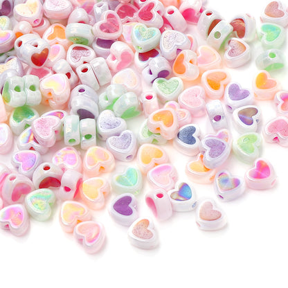 Shiny Heart Acrylic Spacer Beads