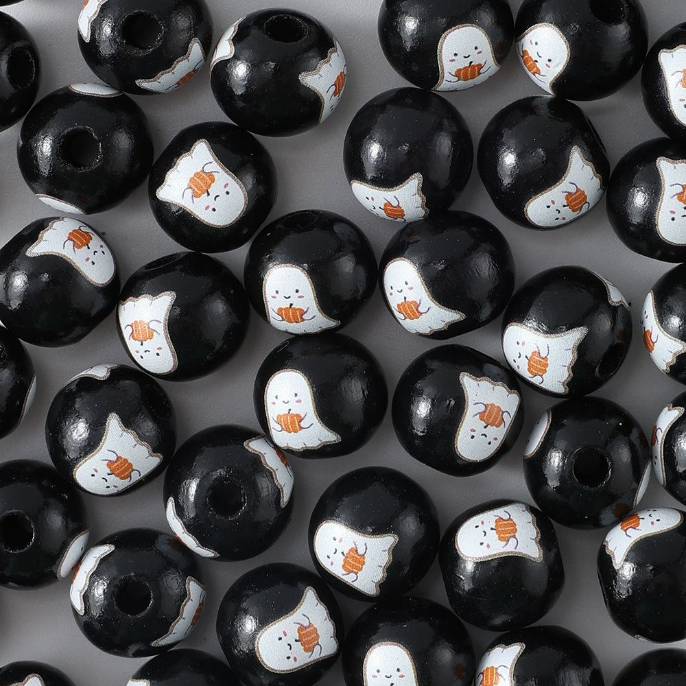 Halloween Wooden Round Beads