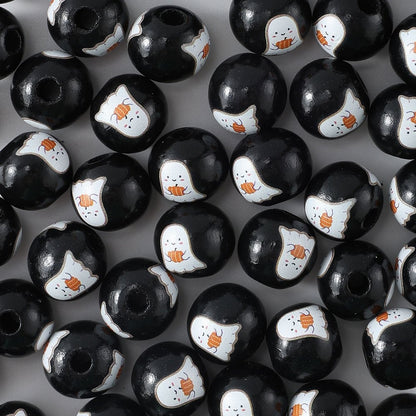 Halloween Wooden Round Beads