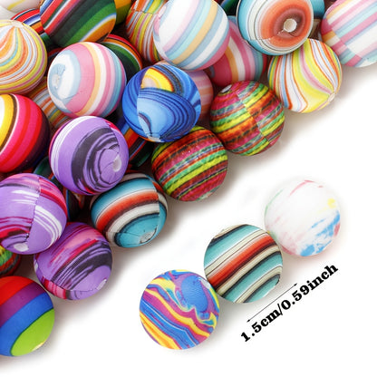 30/50pcs 15mm Universe Rainbow Silicone Beads