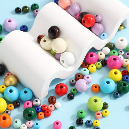 4/6/8/14mm Multicolor Wooden Round Spacer Beads