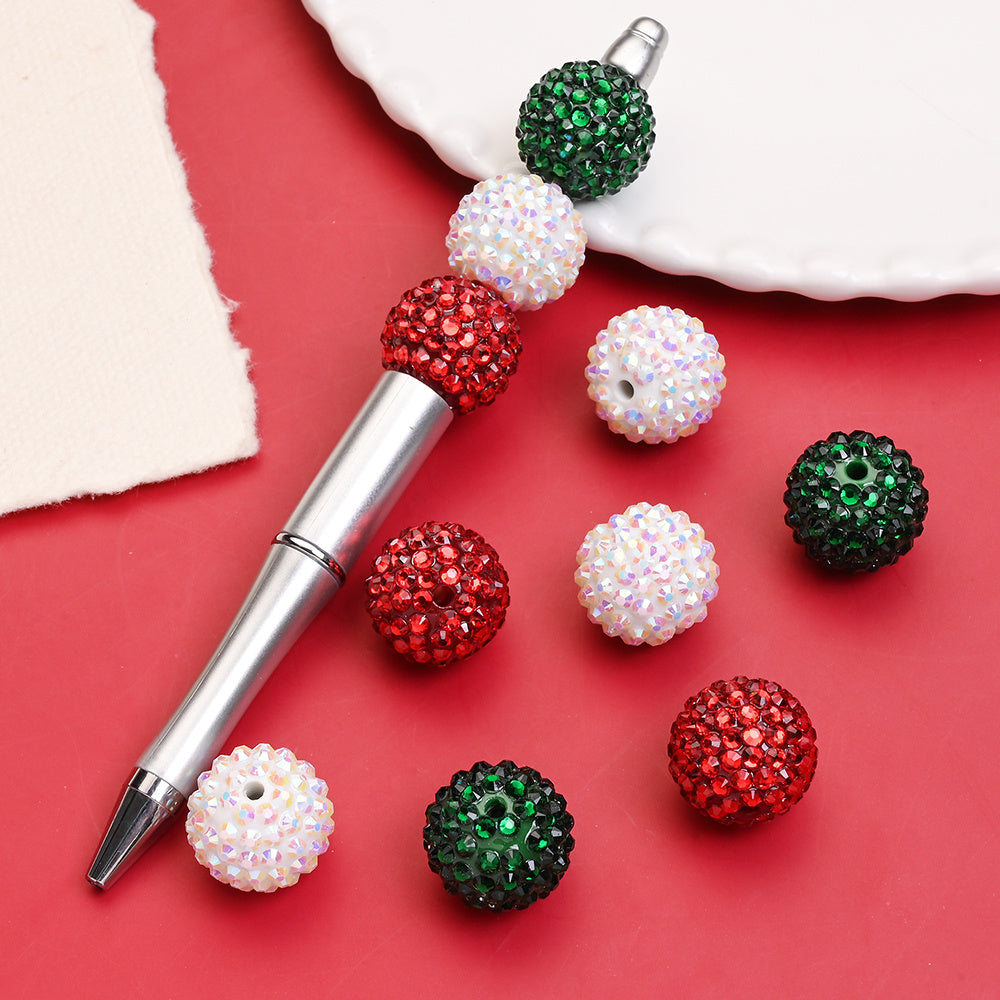 20mm Christmas Rhinestone Disco Ball Resin Beads