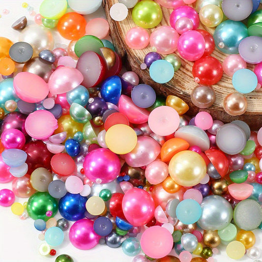 1000pcs Semi Circular Resin Pearl Beads