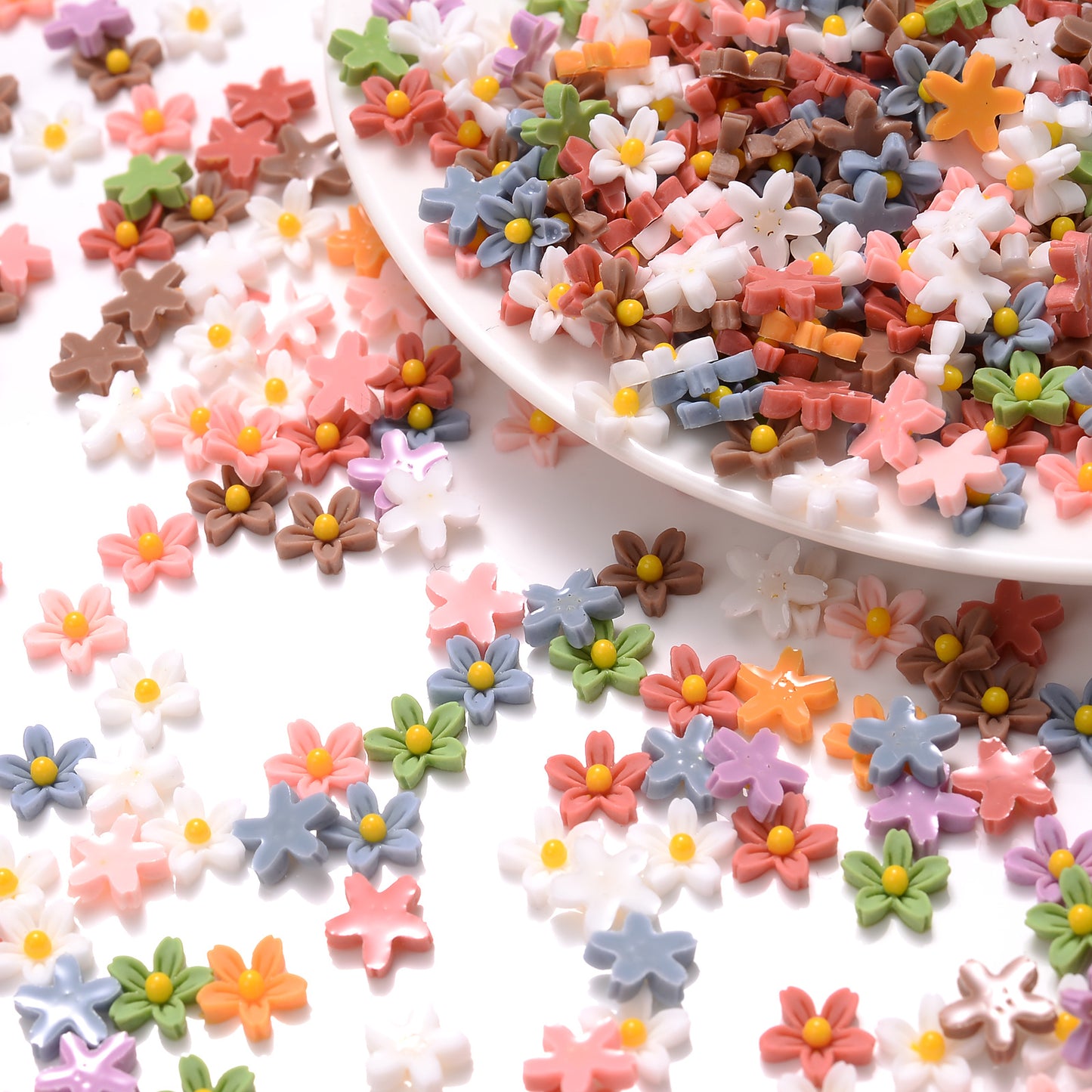 100pcs Mini Flower Flatback Beads
