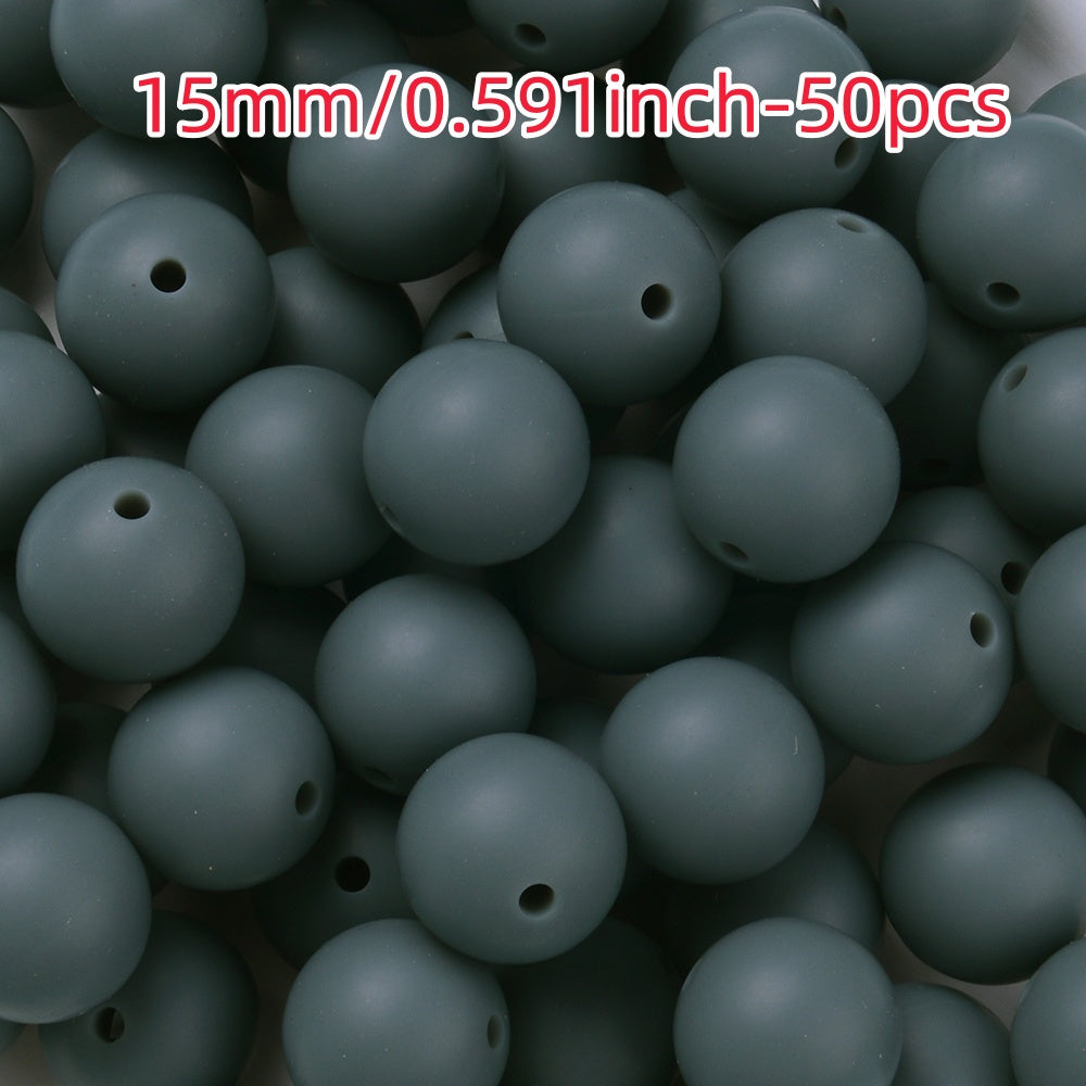 50pcs 12/15mm Rainbow Silicone Round Focal Beads