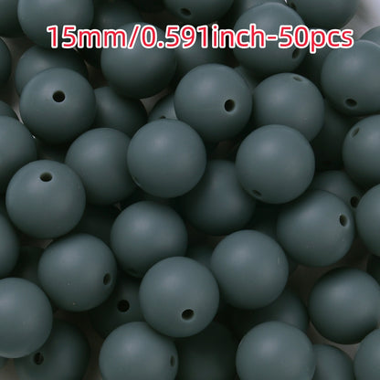 50pcs 12/15mm Rainbow Silicone Round Focal Beads