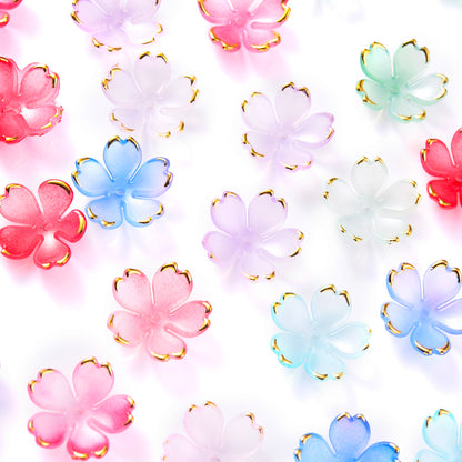 Golden Edged Five Petal Flower Acrylic Beads