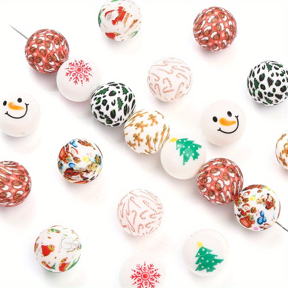 15mm Christmas Silicone Spacer Beads