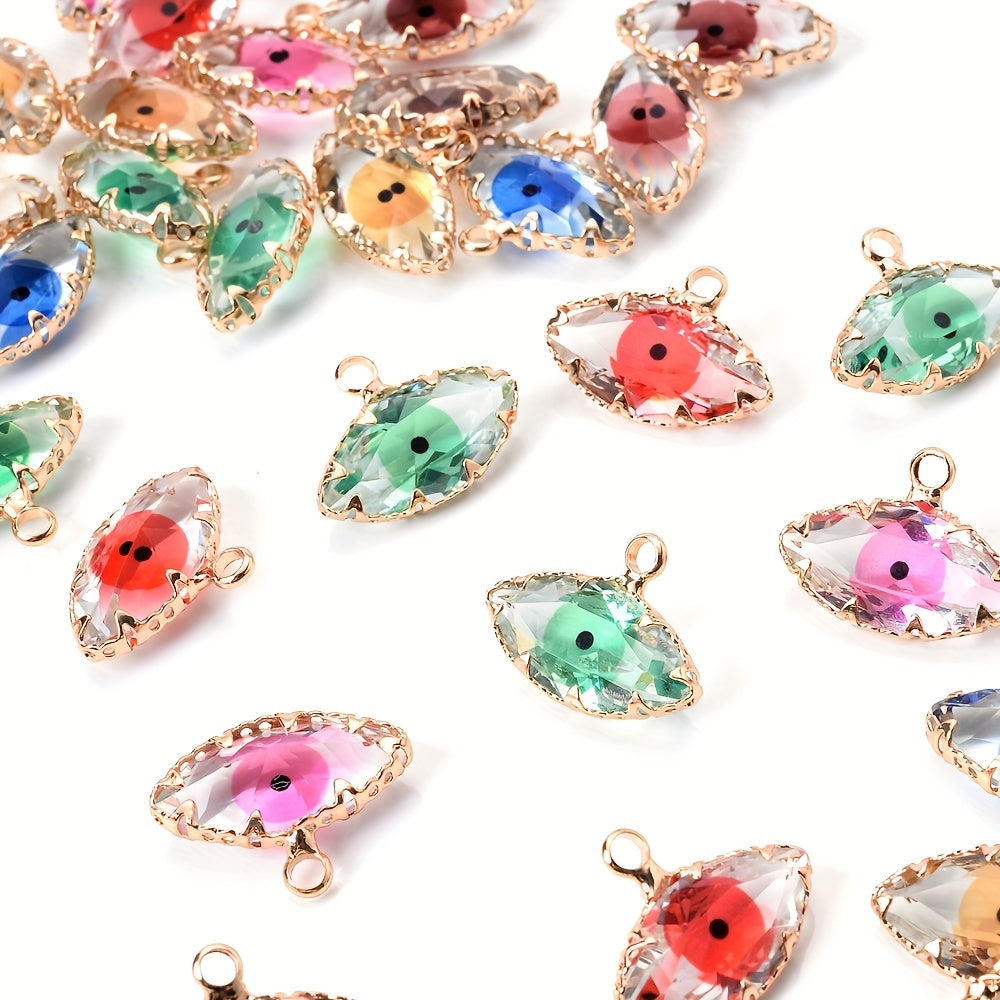 5PCS Golden Claws Colorful Eye Beads Crystal Charms Pendant Beads for Jewelry Making Handmade DIY Bracelet Necklace Earring Accessories