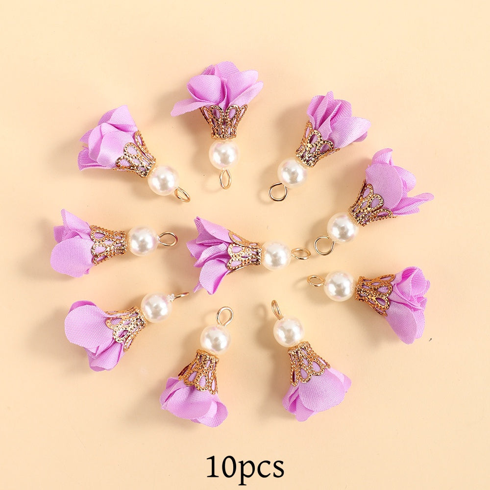 10pcs Colorful Petal Tassel Charm Pendants