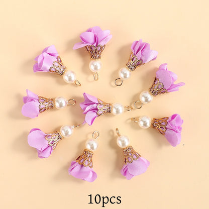 10pcs Colorful Petal Tassel Charm Pendants