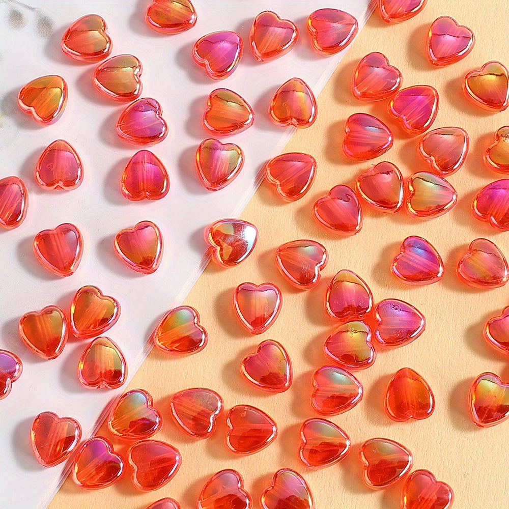 100pcs Colorful Heart Acrylic Beads