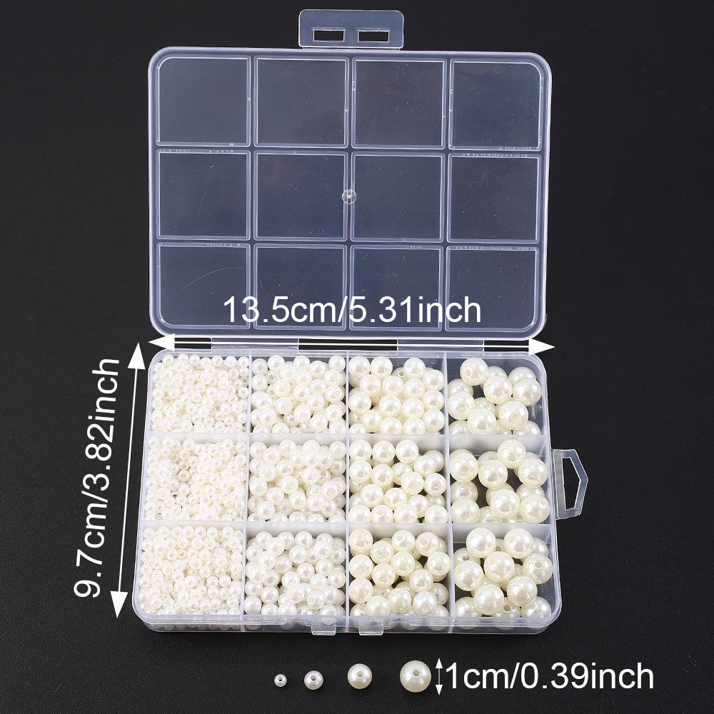1100pcs 4/6/8/10mm Acrylic Faux Pearl Beads Kit