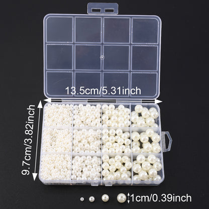 1100pcs 4/6/8/10mm Acrylic Faux Pearl Beads Kit