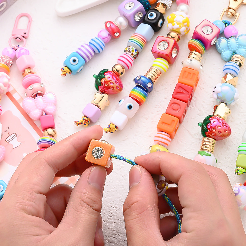 Colorful Acrylic Beaded Keychain Kit