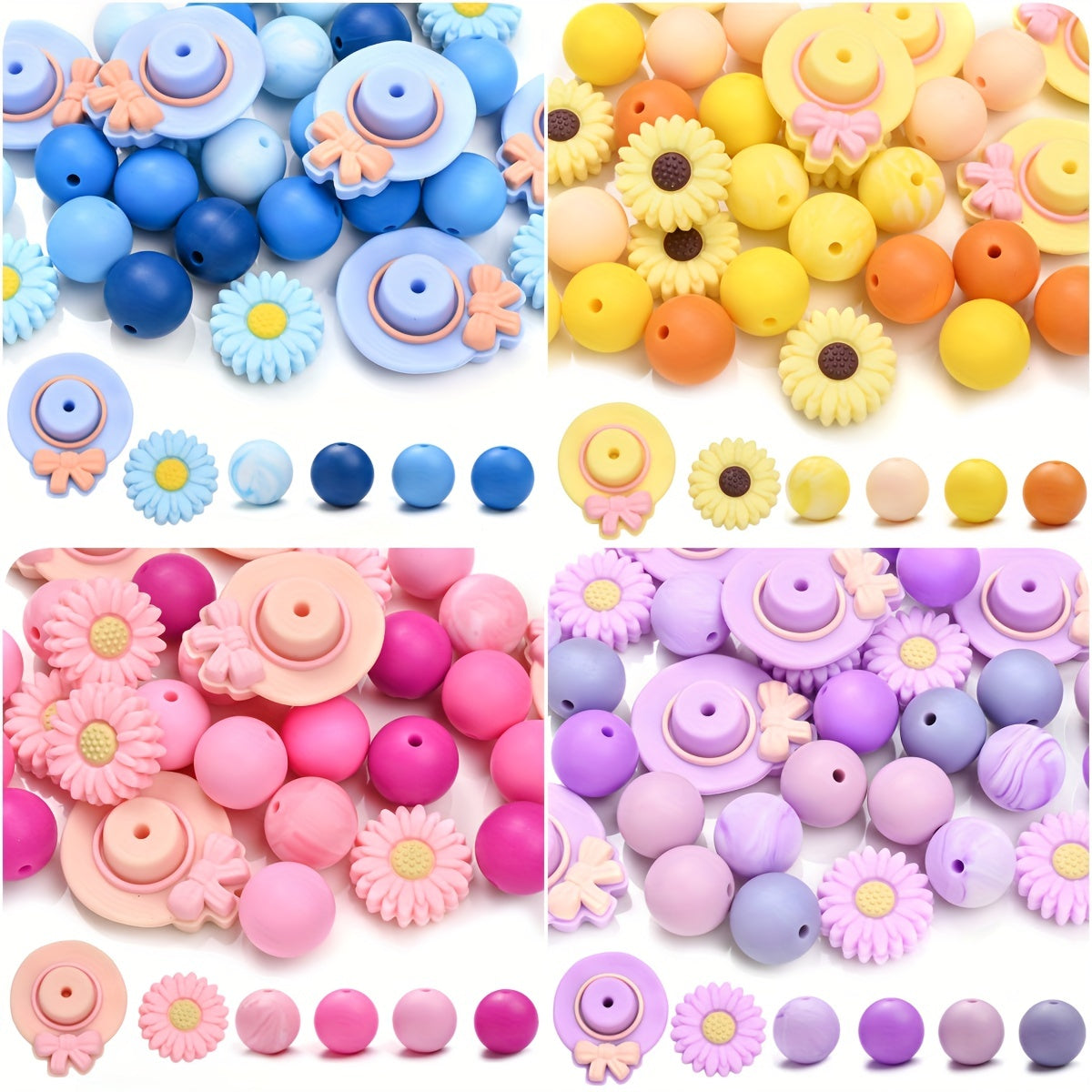 Sunflower Hat Silicone Focal Beads Set