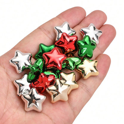 20mm Shiny Christmas Acrylic Star Charm Beads, 10pcs