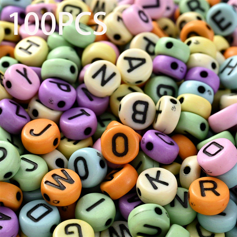 100pcs Mix Color Acrylic Oblate Beads