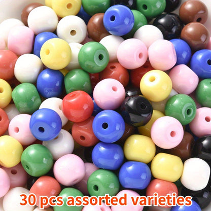 10-12mm Colorful Marbled Gradient Acrylic Large Hole Round Spacer Beads Assortment