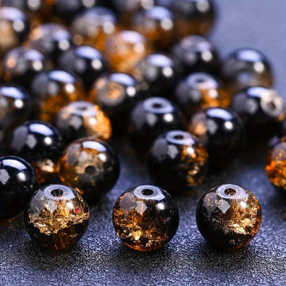 Halloween Crackle Glass Spacer Beads