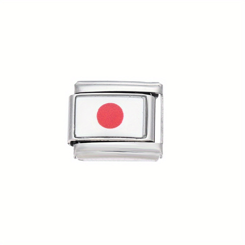 1pc 9x10mm Stainless Steel World Flag Module Charm Bead