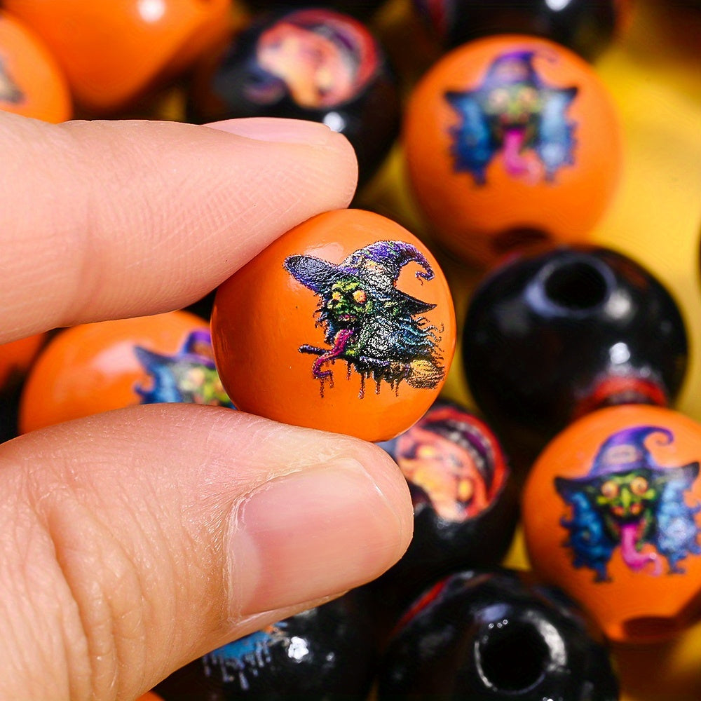 16mm Halloween Devil Design Wooden Beads