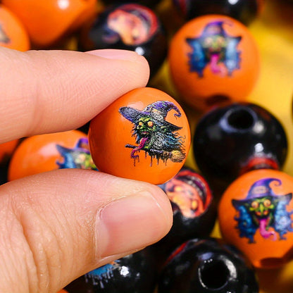 16mm Halloween Devil Design Wooden Beads