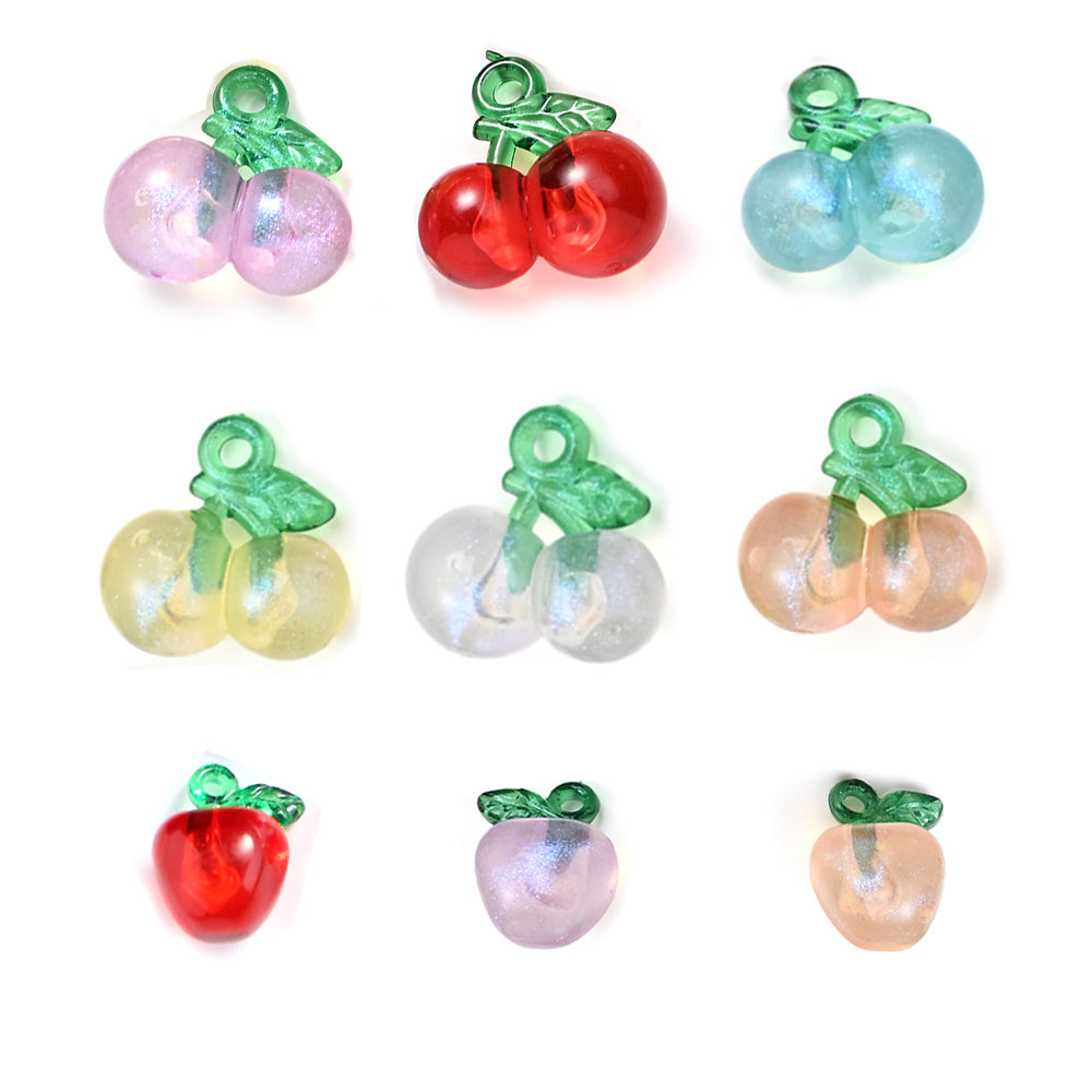 10pcs Cherry Apple Shape Acrylic Charm Beads