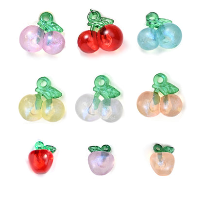 10pcs Cherry Apple Shape Acrylic Charm Beads