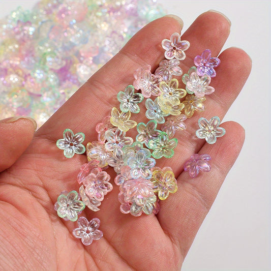 200pcs 12mm Shiny UV Flower Acrylic Beads
