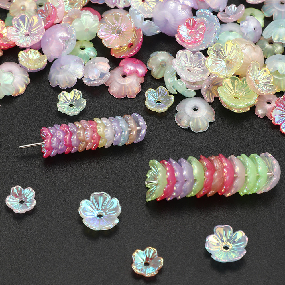 8/11mm Five Petal Acrylic Flower Beads