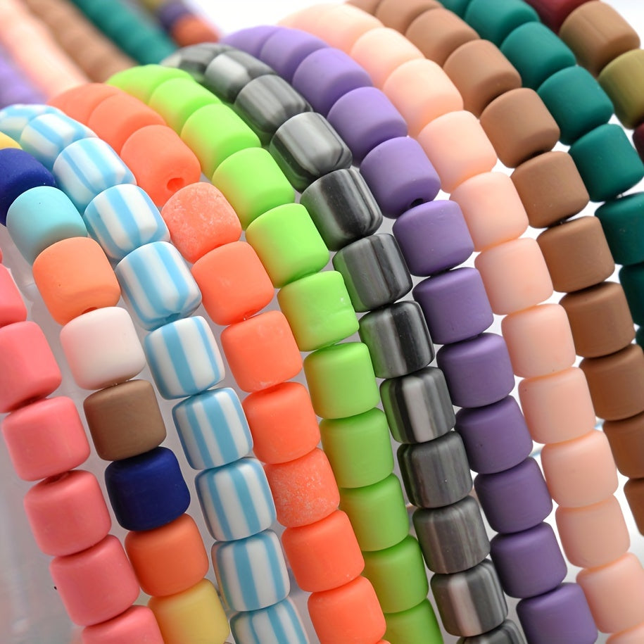 6mm Multicolor Barrel Polymer Clay Beads
