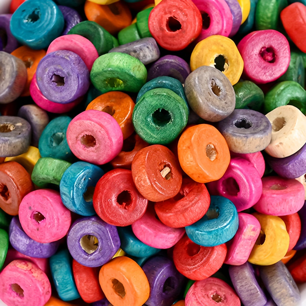 100pcs Wood Flat Round Spacer Beads