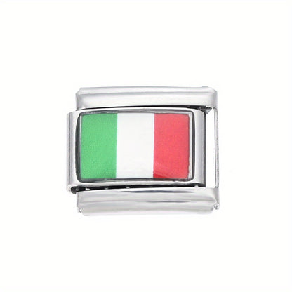 1pc 9x10mm Stainless Steel World Flag Module Charm Bead
