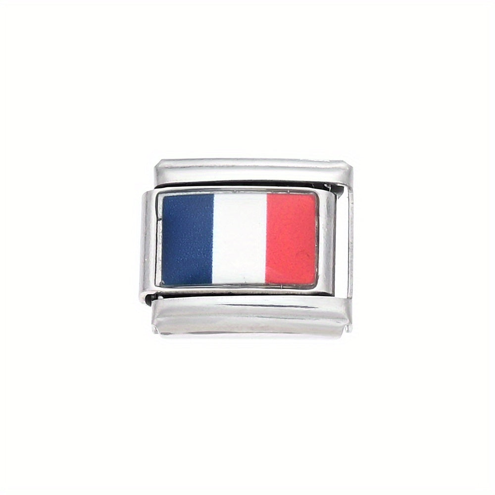1pc 9x10mm Stainless Steel World Flag Module Charm Bead
