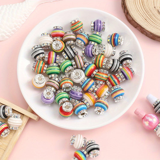 10pcs Rhinestone Lantern Shaped Acrylic Spacer Beads