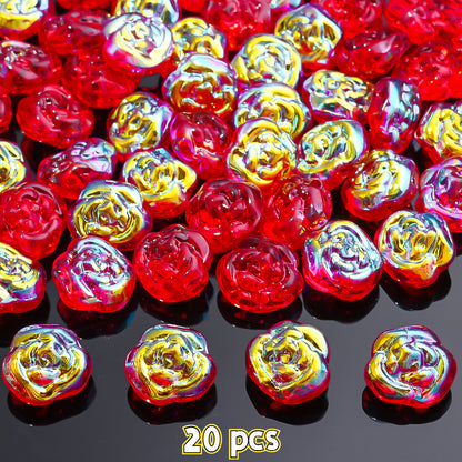 14x13mm Iridescent Rose Glass Beads