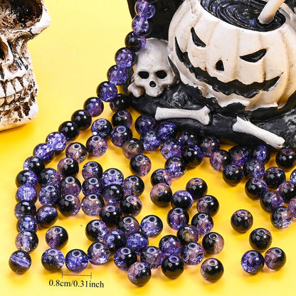Halloween Crackle Glass Spacer Beads