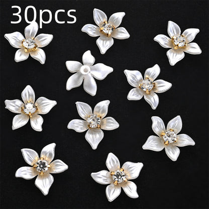 White Flower Rhinestone Flatback Beads