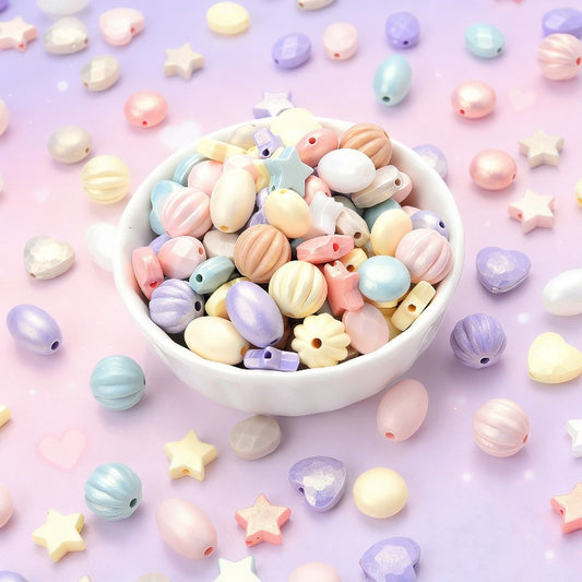 50pcs Multi-Style Colorful Acrylic Beads