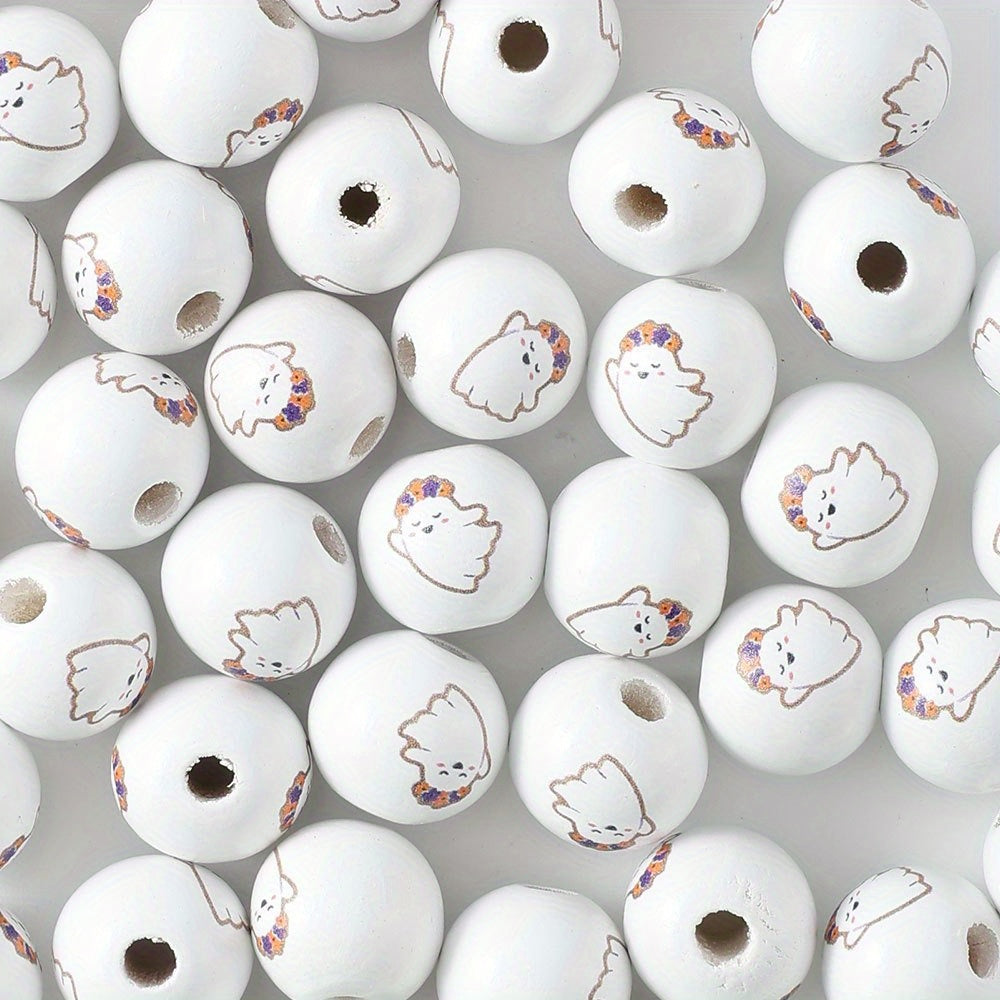 Halloween Wooden Round Beads
