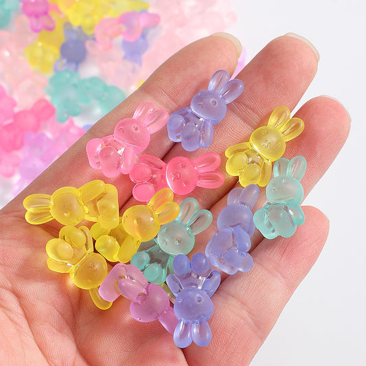 30pcs Mixed Color Acrylic Rabbit Frosted Spacer Beads