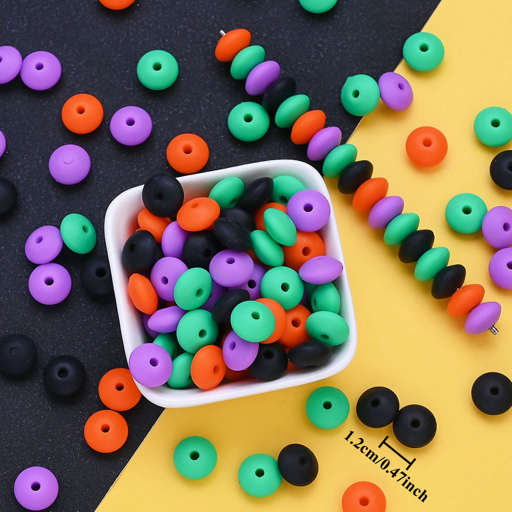 Halloween Oval Silicone Abacus Beads