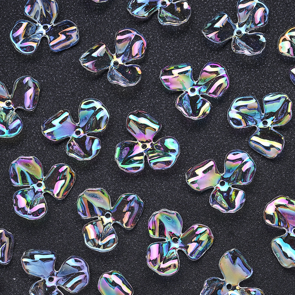 30x35mm UV Coated Floral Acrylic Beads