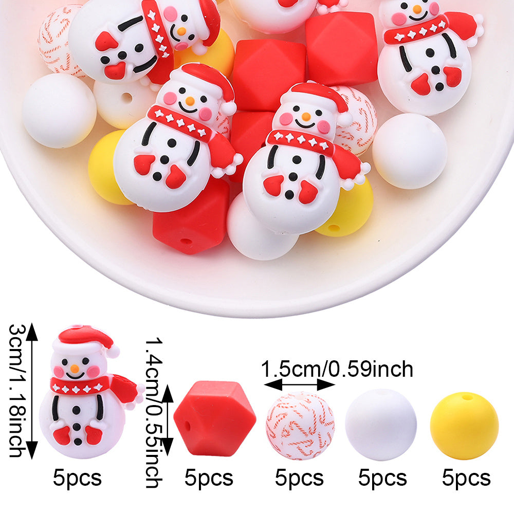Christmas Silicone Focal Bead Set, 25pcs