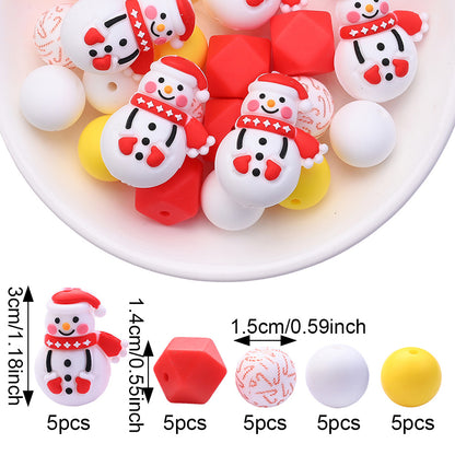 Christmas Silicone Focal Bead Set, 25pcs