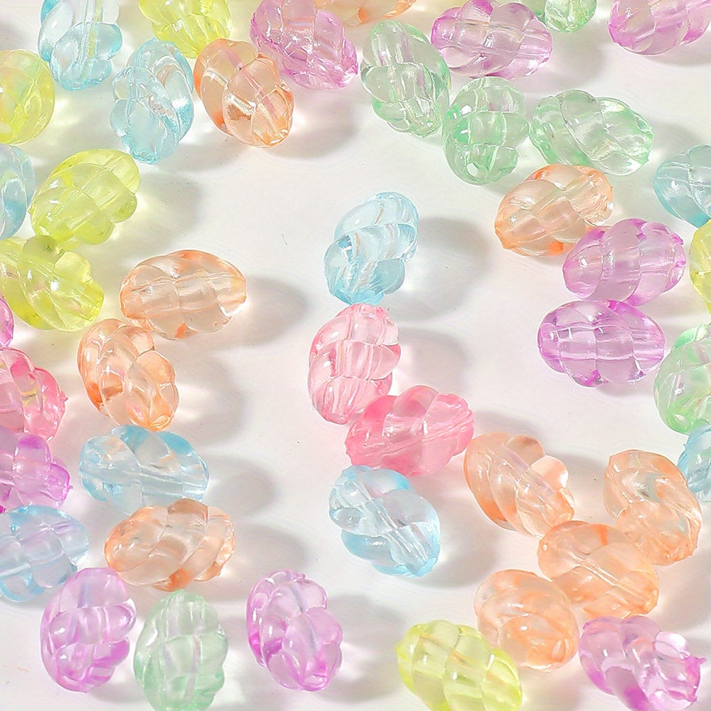 Transparent Mixed Color Twisted Oval Acrylic Beads