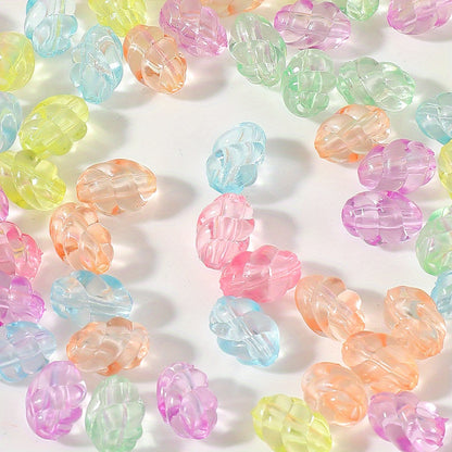Transparent Mixed Color Twisted Oval Acrylic Beads