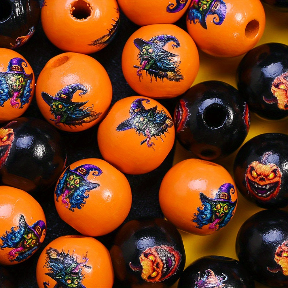 16mm Halloween Devil Design Wooden Beads